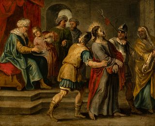 Flemish school from the mid-17th century.
"Jesus before Herod."
Oil on copper.