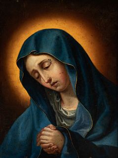 Spanish or New Spanish school of the 18th century.
"Painful Virgin."
Oil on copper.