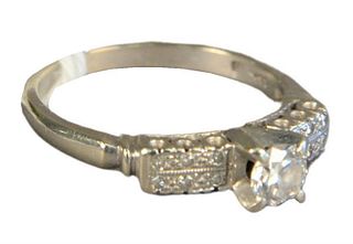 14 Karat White Gold Engagement Ring, set with diamonds, approximately .35 carats, size 6 3/4.