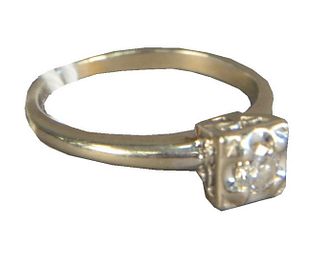 14 Karat White Gold Ring, set with center diamond, approximately .20 carats.