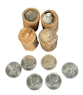 Coin Lot to include four rolls 1964 half dollars, uncirculated.