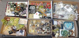 Six Tray Lots of Costume Jewelry, to include sterling, beaded necklaces, bracelets, rings, etc.