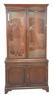 Mahogany China Cabinet, in two parts, height 78 inches, width 40 inches.