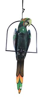 Sergio Bustamante (Mexican, b. 1949), large parrot on a swing, papier mache, signed and editioned on the neck "Sergio Bustamante 20/100", bird height 
