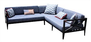 Restoration Hardware Two Piece Sectional Outdoor Set, having custom cushions, along with custom outdoor covers, lengths 60 and 90 inches.