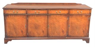 Mahogany Server, having four drawers over four doors, height 31 1/2 inches, length 71 inches, depth 16 1/4 inches.