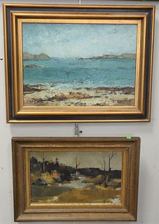 Three Piece Group of Landscapes, to include Lakeside Forest, oil on canvas, signed lower left "L. Stephano"; Marsh Scene, oil on plywood, signed lower