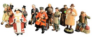 Group of Ten Royal Doulton Porcelain Figures, to include "Past Glory", "The Doctor", "Friar Tuck", "The Jovial Monk", "The Fiddler", "The Coachman", "
