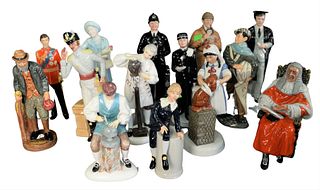 Group of Fourteen Royal Doulton Porcelain Figures, to include "The Silversmith of Williamsburg", "The Caffer", "Morning Ma'am", "H.R.H. The Prince of 