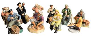 Group of Ten Royal Doulton Porcelain Figures, to include "The Foaming Quart", "A Good Catch", "The Lobster Man", "The Boat Man", "Falstaff", "Shore Le