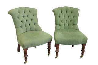 Pair of Victorian Style Slipper Chairs, having tufted backs, seat height 15 1/2 inches.