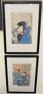 Three Japanese Woodblock Prints to include two Utagawa Toyokuni (1769 - 1825), "Fierce Actor", "Seated Kabuki Actor" along with another "Fierce Actor"
