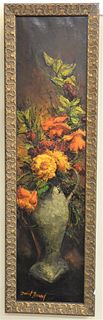 Daniel Barry (American, 20th century), "Bouquet", oil on canvas, signed lower right "Daniel Barry", titled on the stretcher bar, 48" x 12".