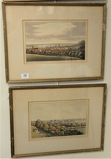 Group of Four Aquatints after J. Farington, to include "View of Greenwich and Up the River"; "View of Greenwich and Down the River"; "View of Somerset