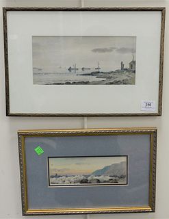 Three Charles Russell Loomis (American, 1857 - 1936), each watercolor on paper, each depicting coastal scenes having several boats each, each signed i