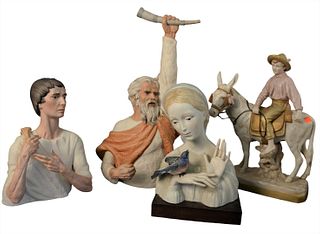 Eleven Piece Lot of Porcelain Figures, to include seven Hummels; a Royal Dux, young boy riding a white horse, height 14 1/2 inches; a Cybis bust of a 