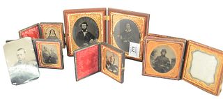 Group of Eight Tintypes and Daguerreotypes, to include Civil War soldier and James Collins Gunsmith for Colts.