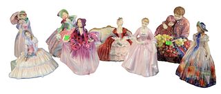 Eight Piece Group of Royal Doulton Porcelain Figures, to include "Easter Day", "Flower Sellers Children", "Daydreams", "Belle of the Ball", "Miss Demu