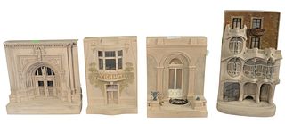 Four Piece Group of Timothy Richards Architectural Model Bookends, to include "Doorway to the Wallace Collection", "Hotel Central, Prague", and "Casa 