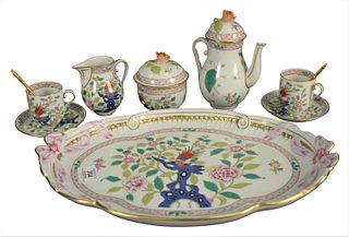 Eight Piece Herend Tea Set, including tray, tray length 16 inches. 