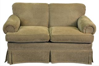 Two Piece Lot, to include an upholstered sofa and loveseat, height 35 inches, length 89 inches.