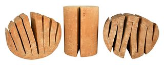 Rudolf Wachter (German, 1923 - 2011), Camp Fire, in three parts, carved wood, each stamped by the artist, one piece: height 10 inches, width 11 1/2 in