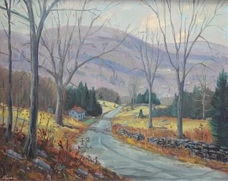 Charles Stepule (American, 1911 - 2006), country road in the foothills, oil on canvas, signed lower left "Stepule", 24" x 30".