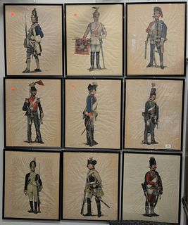 Group of Ten Walter Von Looz-Corswarem (German, 1874 - 1946) Prussian Military Costume Studies, each watercolor on paper, each signed in ink and inscr