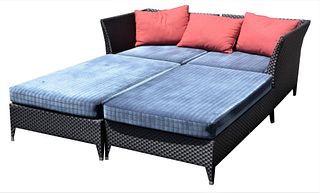Six Piece Sifas Indoor/Outdoor Transatlantik Woven Group, creating a double size chaise with custom cushions, along with a pair of high central stands