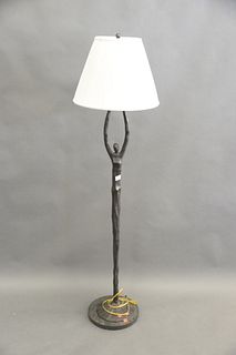 Giacometti Style Bronze Figural Floor Lamp, overall height 66 inches.