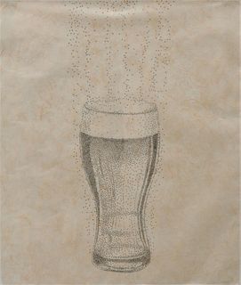 Andy Yoder (American, b. 1957), Beer, ink on rice paper, signed and dated lower right "Yoder 05", sheet size 20 1/4" x 17". Provenance: Plus Ultra Gal