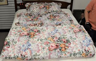 Ralph Lauren King Size Bedspread, having pillows, along with another Ralph Lauren queen size bedspread.