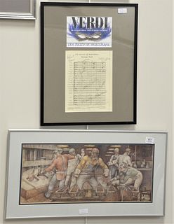 Five Piece Framed Group, to include two autographed posters from the WIlliamstown Theater Company; a Robert Bass autographed page from the Opera Verdi