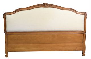 King Size Louis XV Style Headboard, having upholstered insert, height 55 inches.