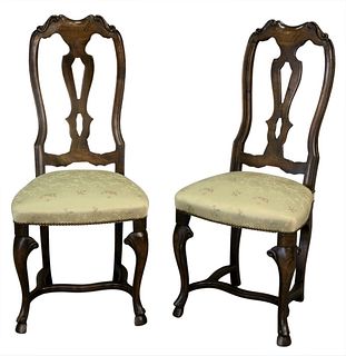 Auffray & Company Set of Ten Louis XV Style Dining Chairs, to include two arm, eight side, having custom upholstery, seat height 17 1/2 inches.