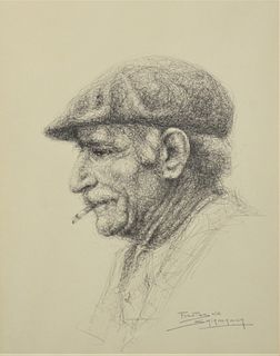Jose Fuentes de Salamanca (Spanish, b. 1934), sketch of a man, pencil on paper, signed lower right "Fuentes de Salamanca", sight size 17" x 13".