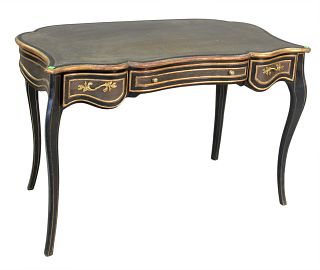 French Style Three Drawer Desk, with leather top.