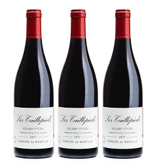 Three bottles Les Taillepieds Volnay 1er Cru, vintage 2017.
Domaine De Montille.
Category: red wine Pinot Noir Côte de Beaune, Burgundy (France).
