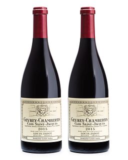 Two bottles of Gevrey-Chambertin Clos Saint-Jacques, vintage 2015.
Maison Louis Jadot. Premier Cru Contrôlée.
Category: red wine. Beaune, Burgundy (Fr