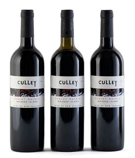 Three Culley Waiheke Island bottles, 2004 vintage.
Neill Culley Winemaker.
Category: red wine. Auckland (New Zealand).