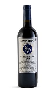 A bottle of Stonyridge Waiheke Island, vintage 2004.
Stonyridge Wineyard.
Category: red wine. Ostend, Waiheke Island (New Zealand).