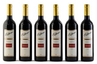Six Elderton bottles, vintage 2000.
Elderton Wines.
Category: Syrah red wine. Nurioopta, Barossa Valley (Australia).