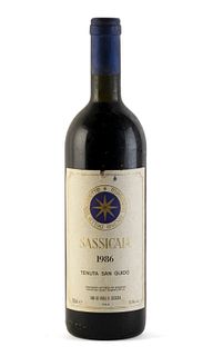 A bottle of Sassicaia Tenuta San Guido, vintage 1986.
Category: red wine. D.O.C.Bolgheri Sassicaia, Italy.