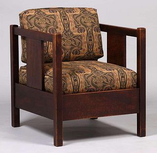 Gustav Stickley - Harvey Ellis Designed Maple Cube Chair c1905