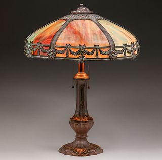 H.E. Rainaud Curved Glass Lamp c1920s
