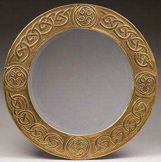 Celtic Arts & Crafts Brass Mirror c1905