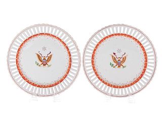 Pair Royal Vienna 1800's American Eagle Plates