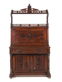 1800's Rosewood Victorian Secretary Desk