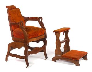 Walnut Victorian Figural Barber Chair
