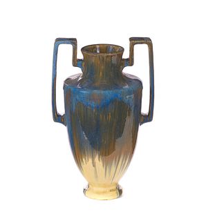 Fulper Blue Flambe Crystaline Floor Vase